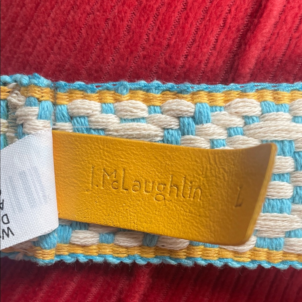 J. McLaughlin Woven Blue and Cream Belt